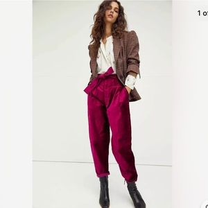 Free People Venus Velvet High Rise Paper Bag Pants